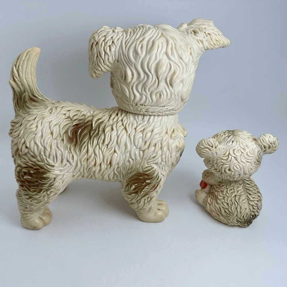 Edward Mobley Rubber Squeak Toy Set Cream Vintage Dog and Bear Cub Brookraft Toy